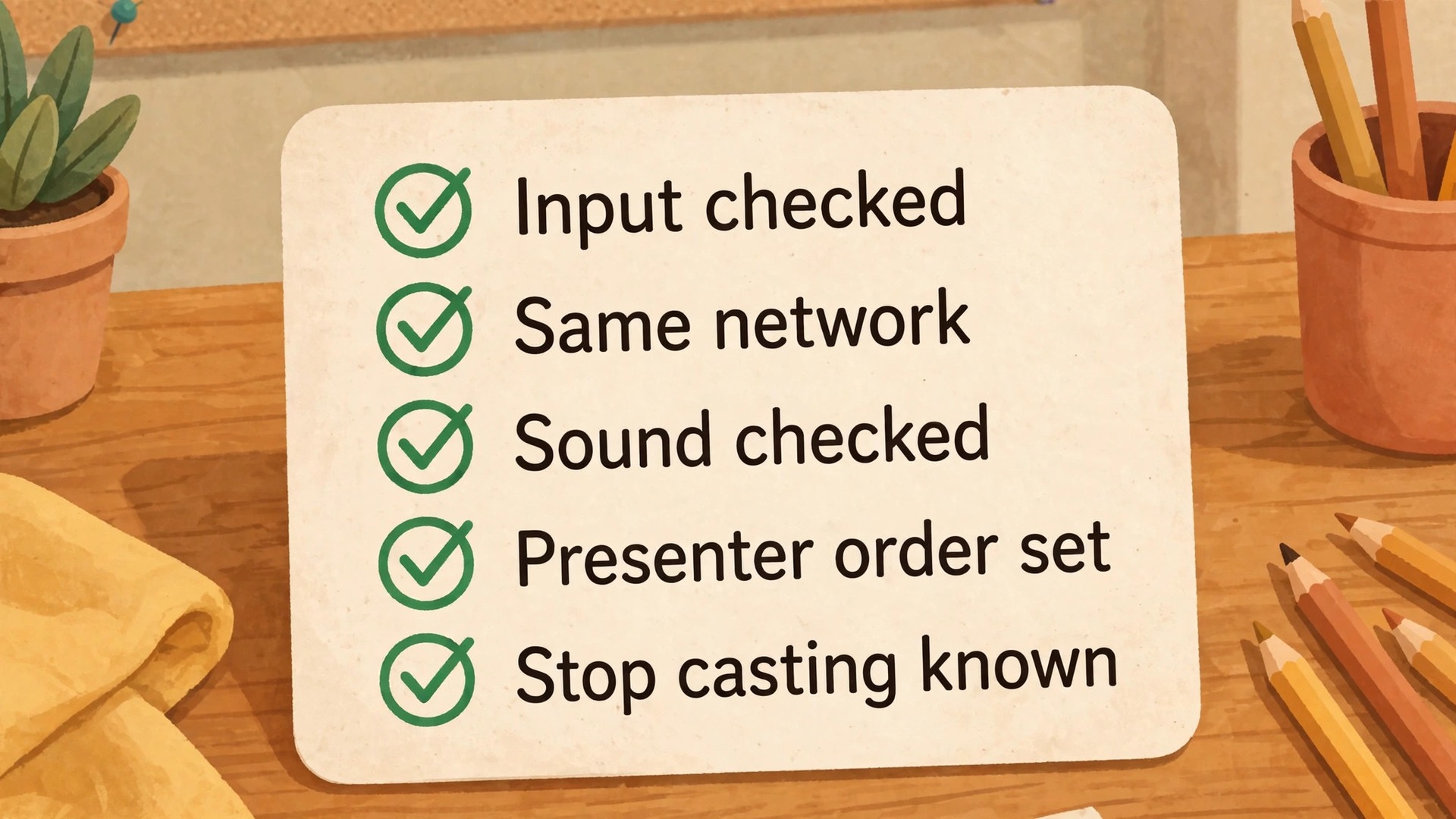Checklist visual for the classroom casting lesson routine