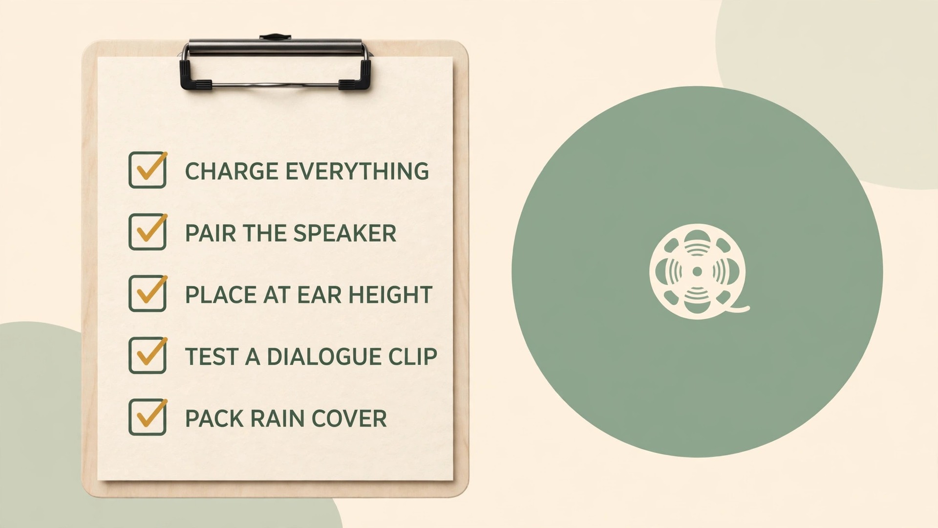 Checklist visual for outdoor movie night speaker setup