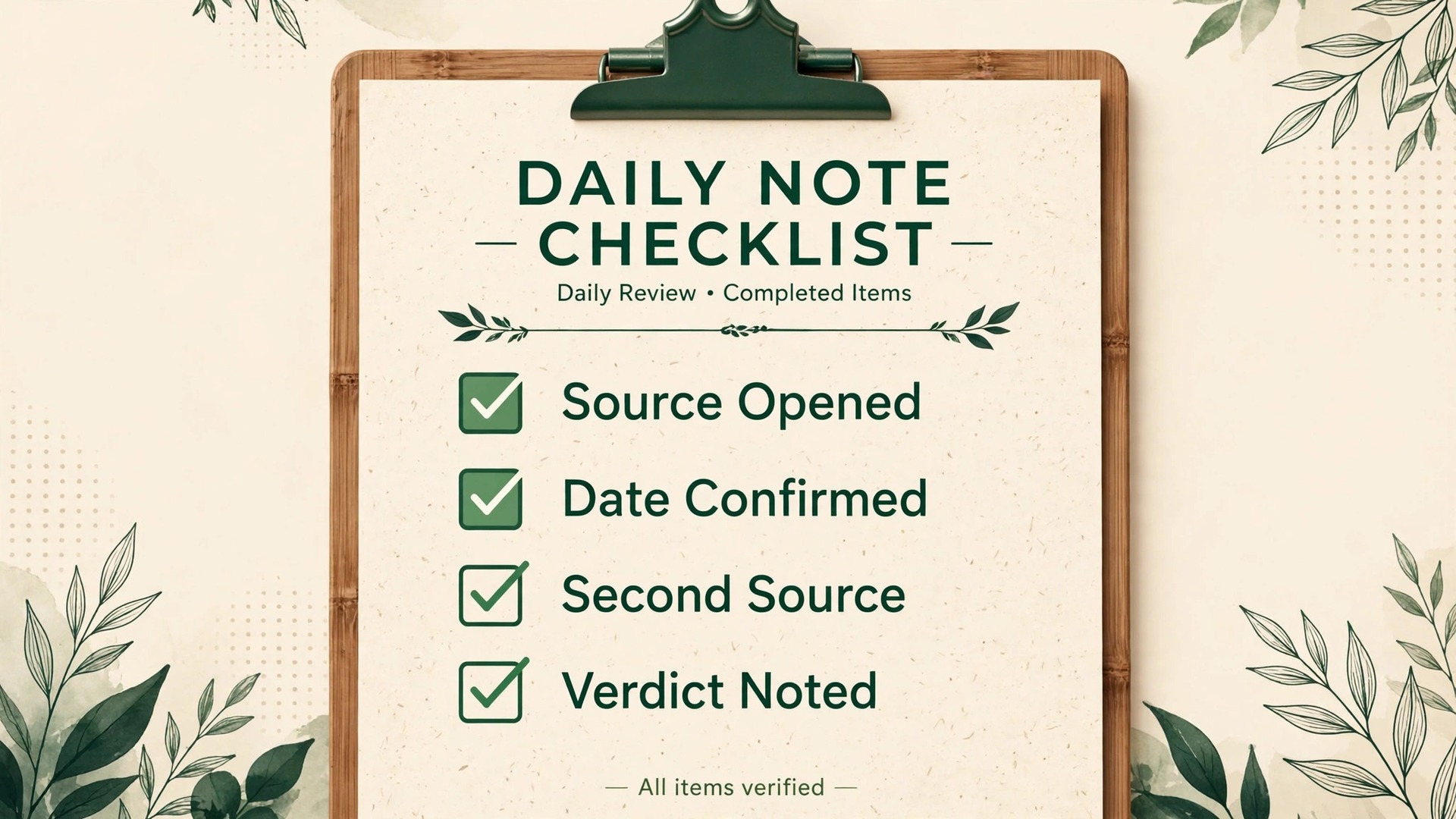 Checklist visual for the daily news source checking routine
