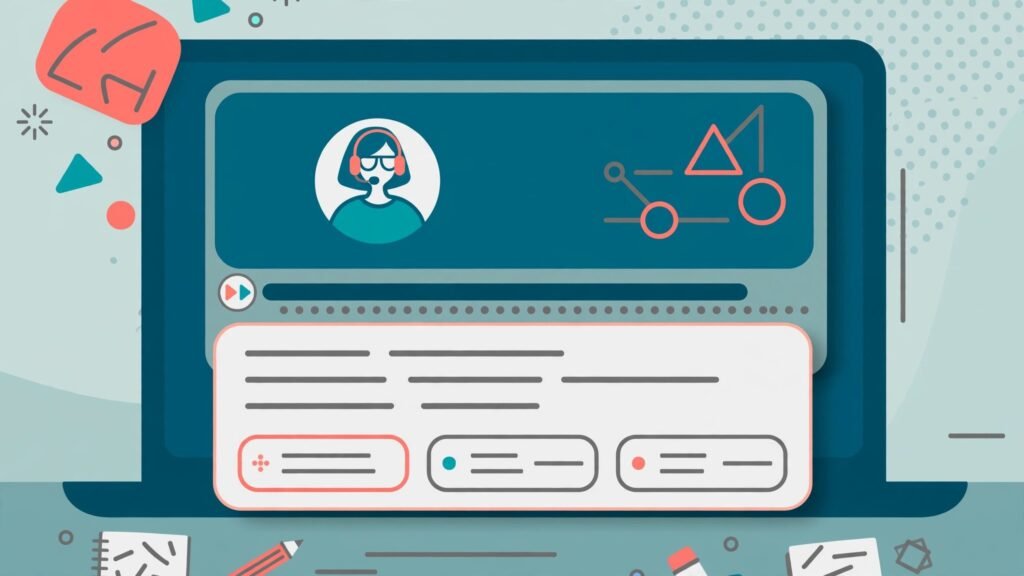 Interactive video course lesson with quiz example