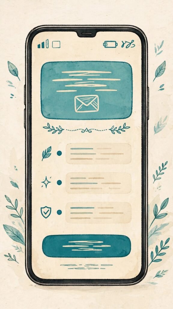 Newsletter landing page with signup form on phone