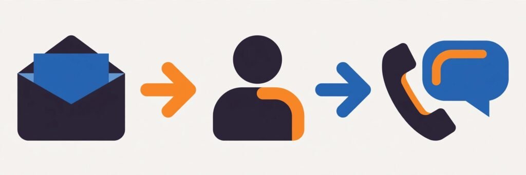 Flat vector illustration of a lead routing workflow