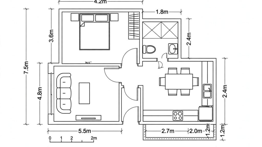 Clean listing floor plan with room labels and dimensions
