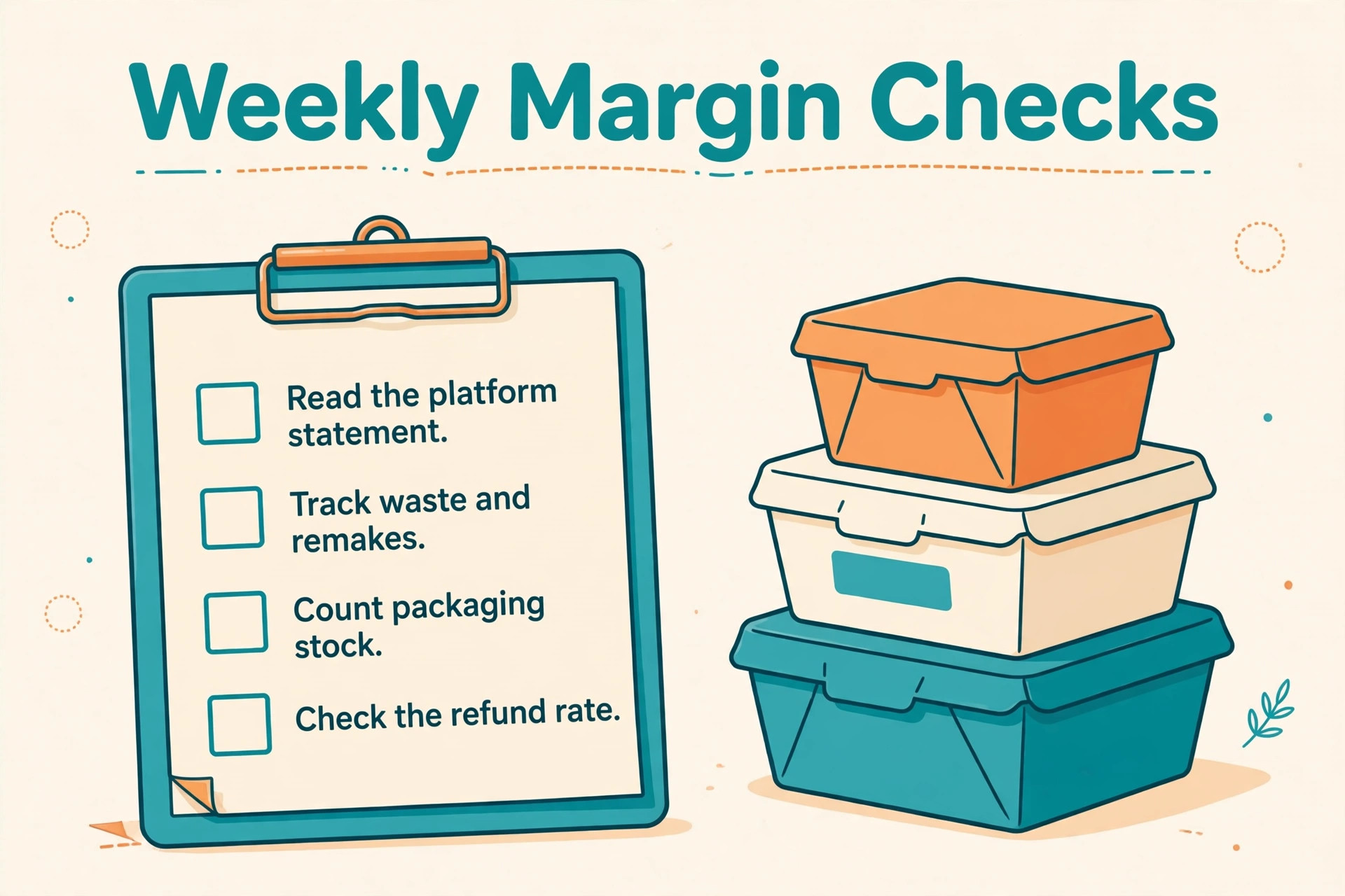 Checklist for weekly food delivery margin checks
