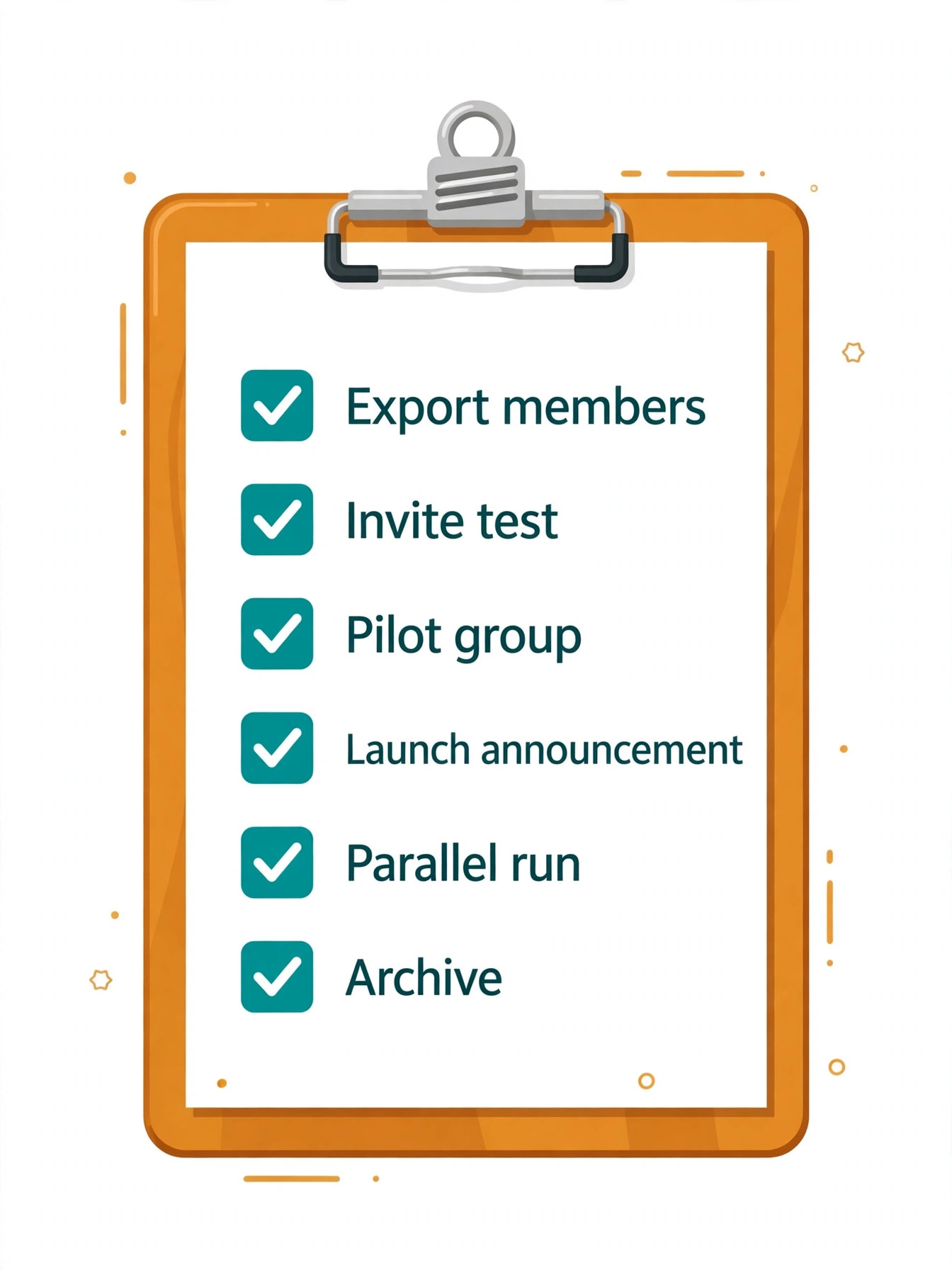 Member migration checklist visual
