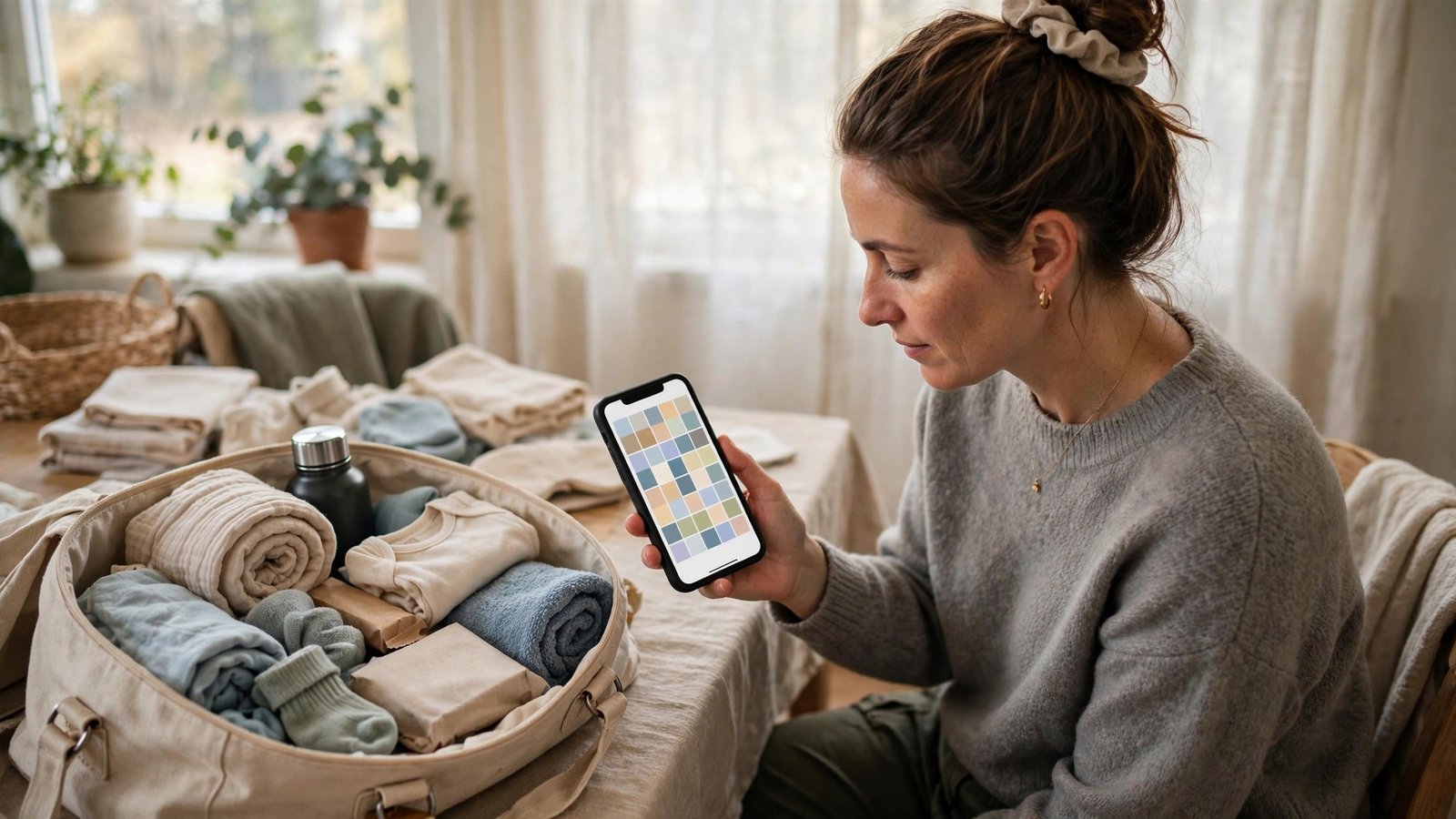 Doula checking a scheduling calendar on a phone