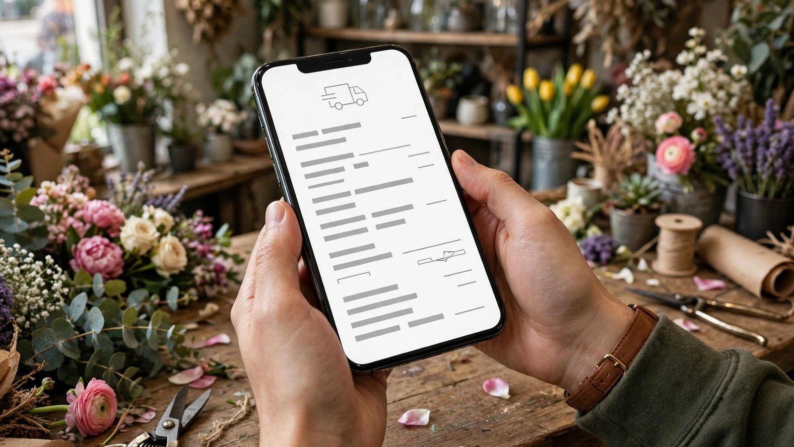 Customer ordering flowers online for local delivery