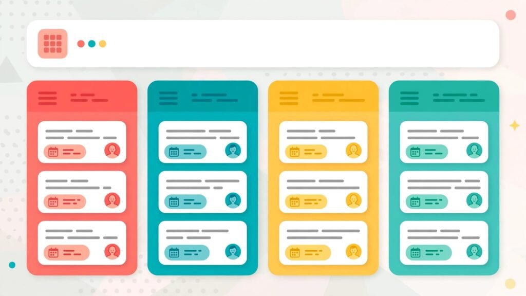 Visual operations board with status columns in Monday