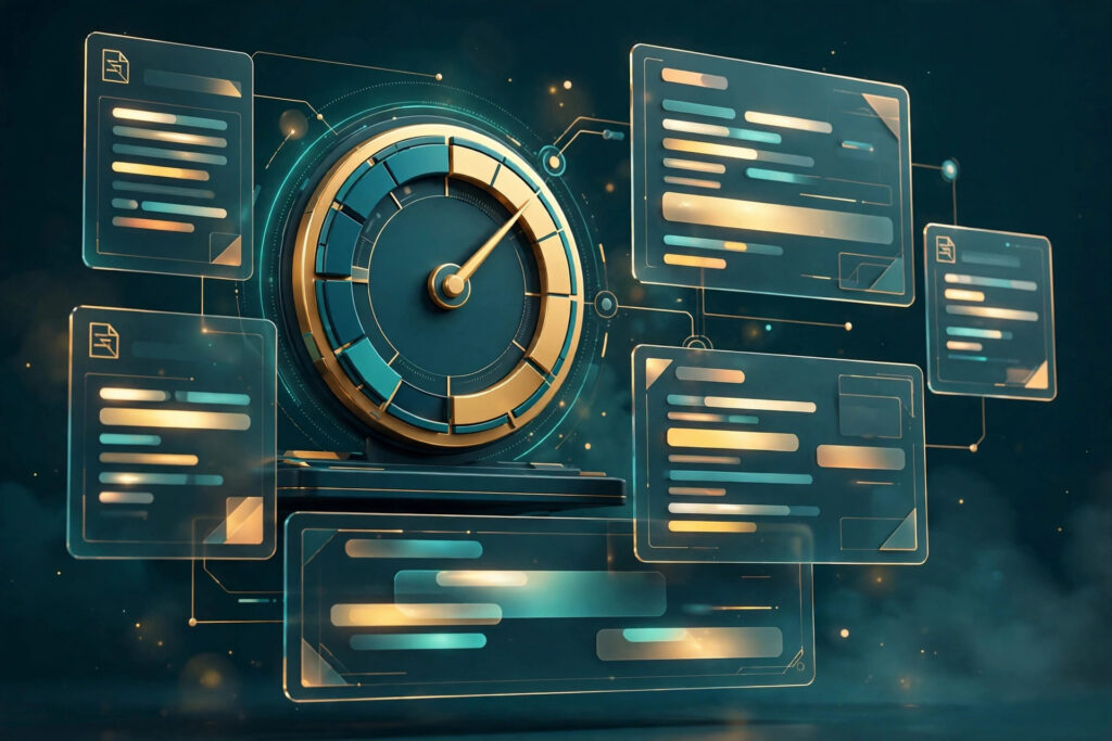 3D render of an originality report dashboard with highlighted passages