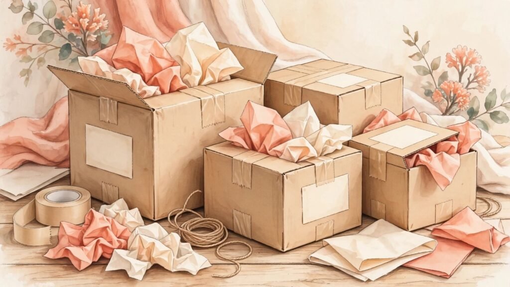 Packed ecommerce orders ready for shipping