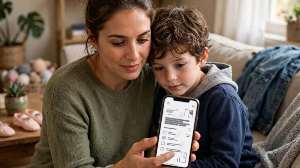 Parent enrolling a child in dance classes online