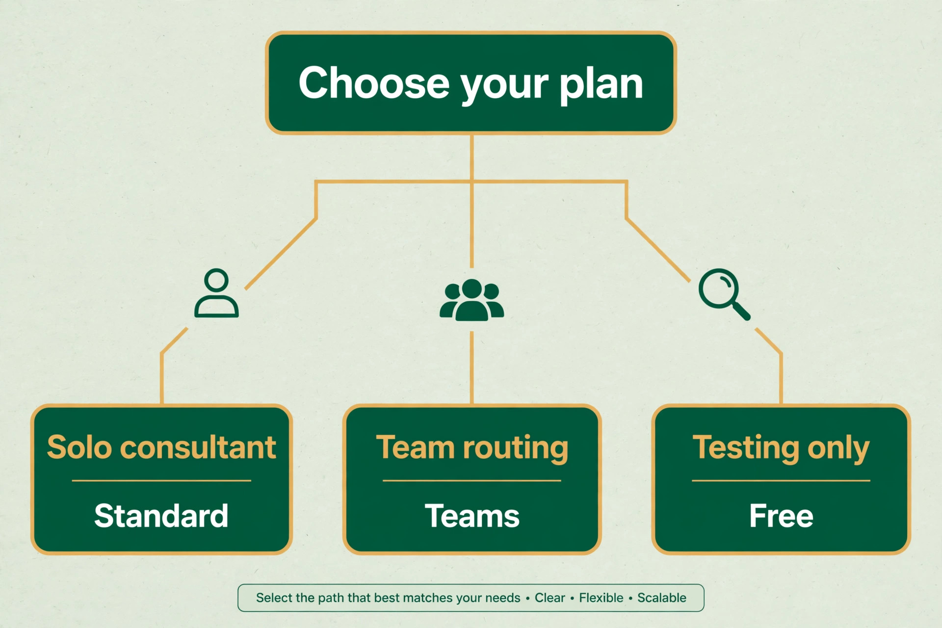 Decision tree for choosing a Calendly plan for consultations