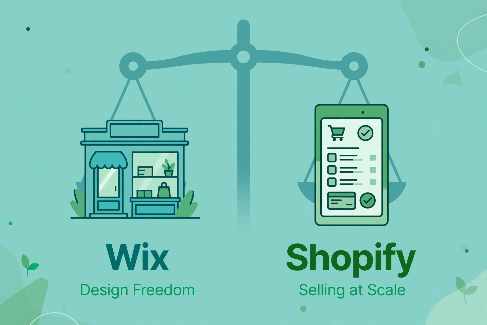 Wix versus Shopify store comparison visual