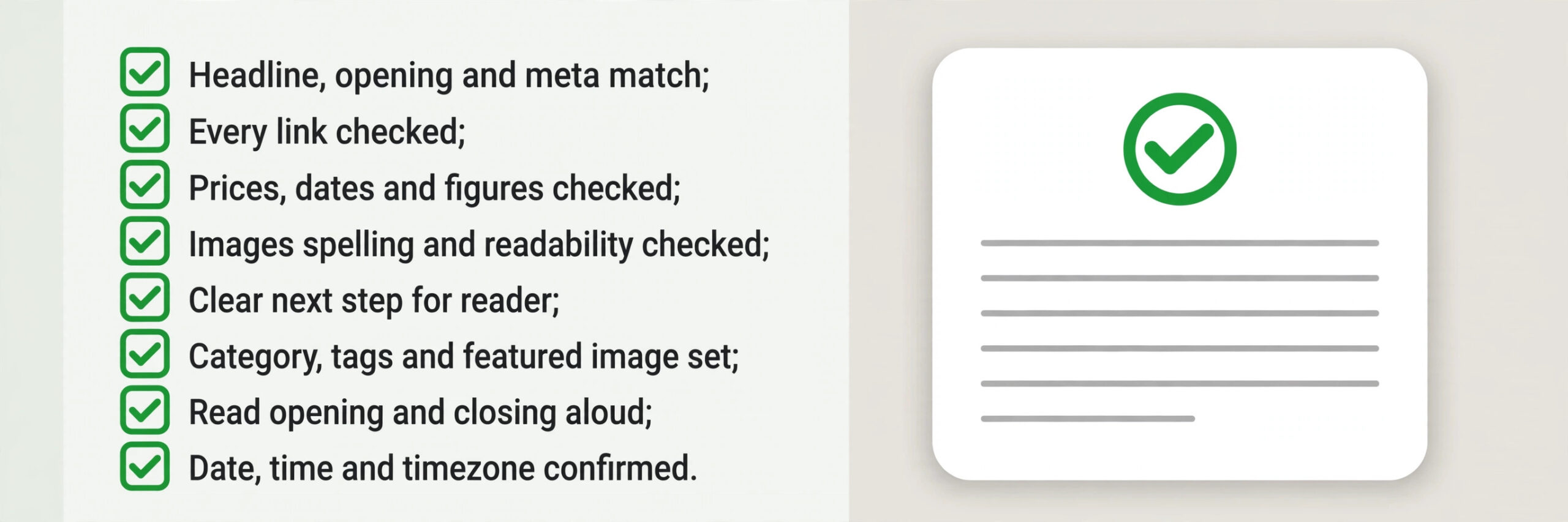 Content publishing checklist visual for Trello cards