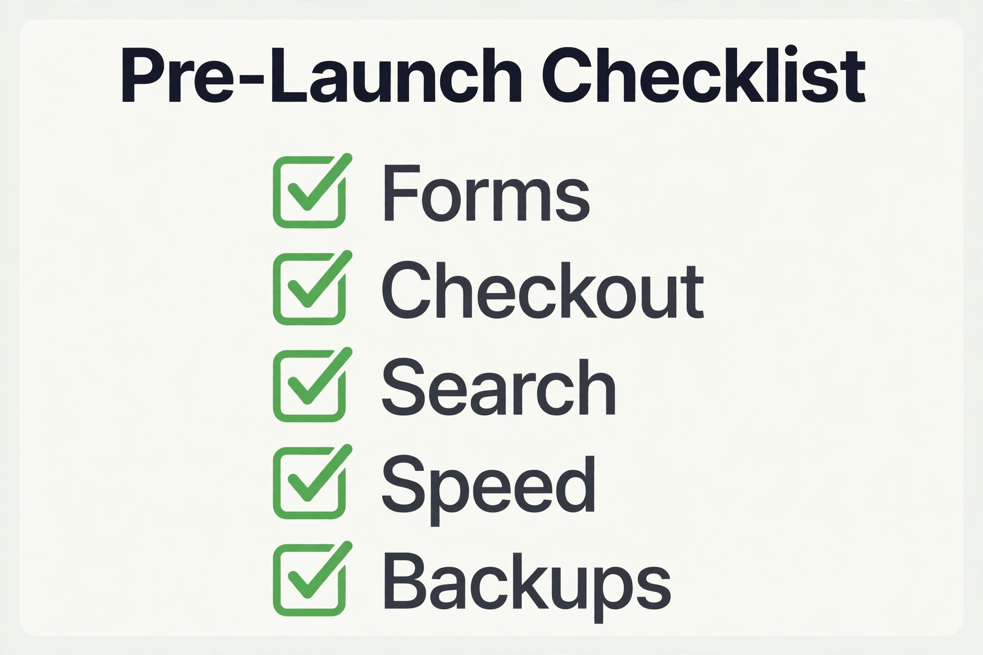 Pre-launch checklist visual for Squarespace to WordPress migration