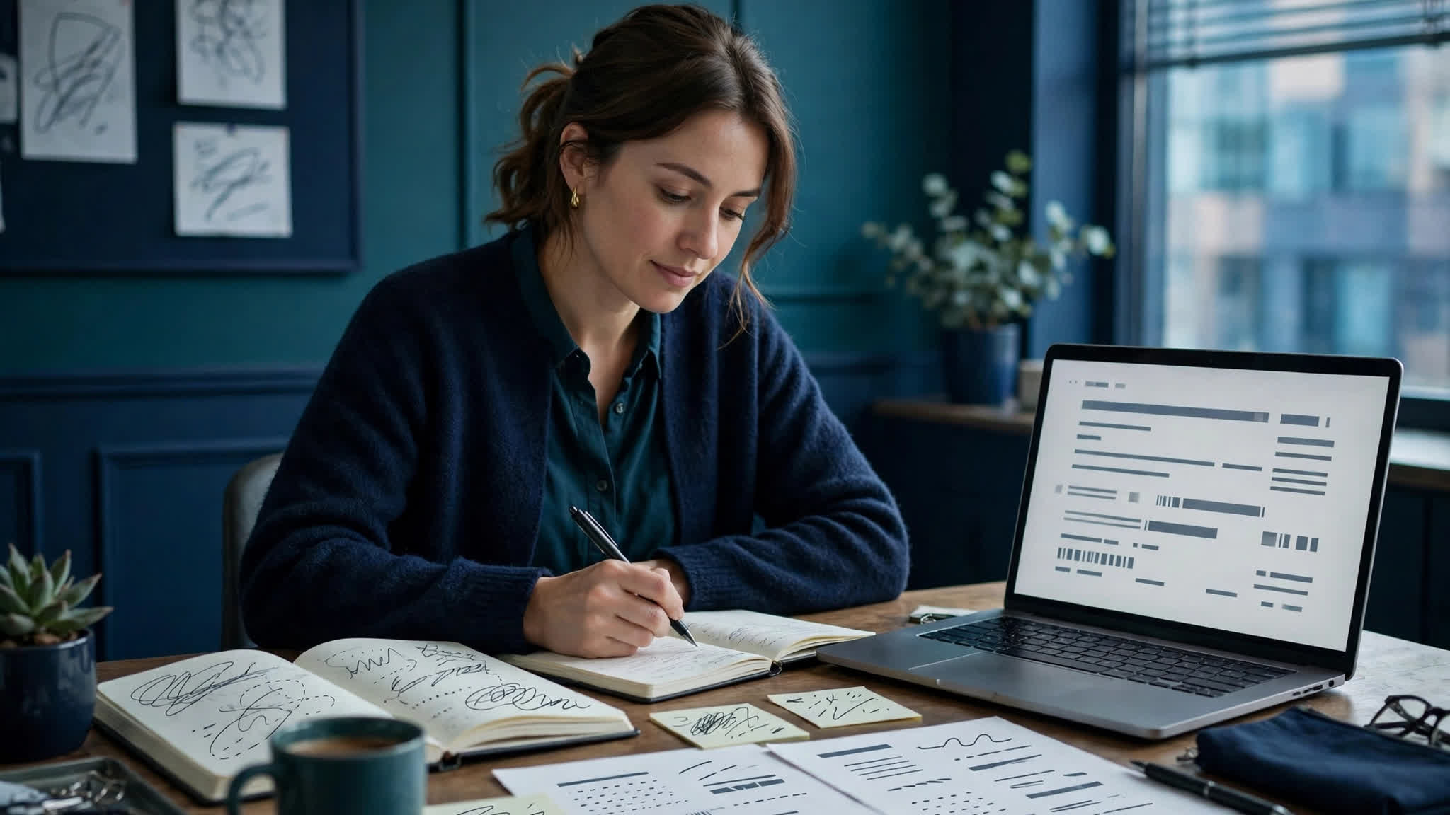 Employee preparing raise negotiation notes before a meeting