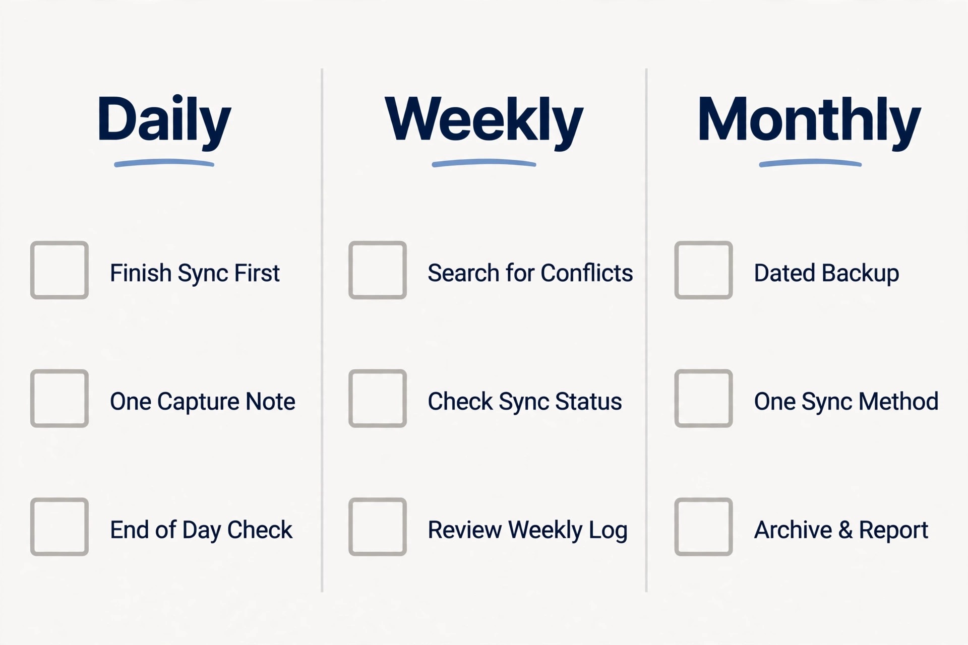 Obsidian sync conflict prevention checklist