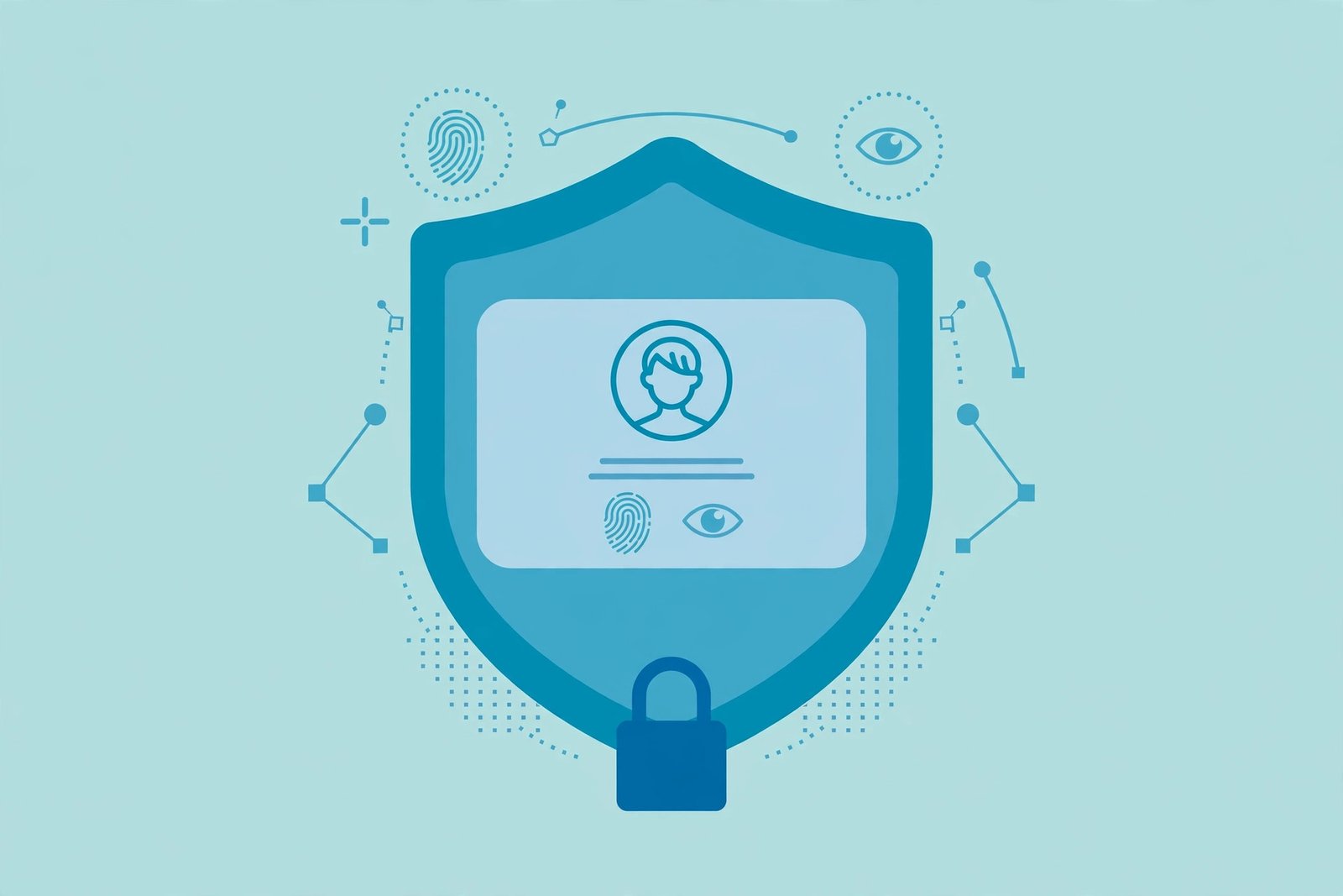 AI headshot privacy and face data protection illustration