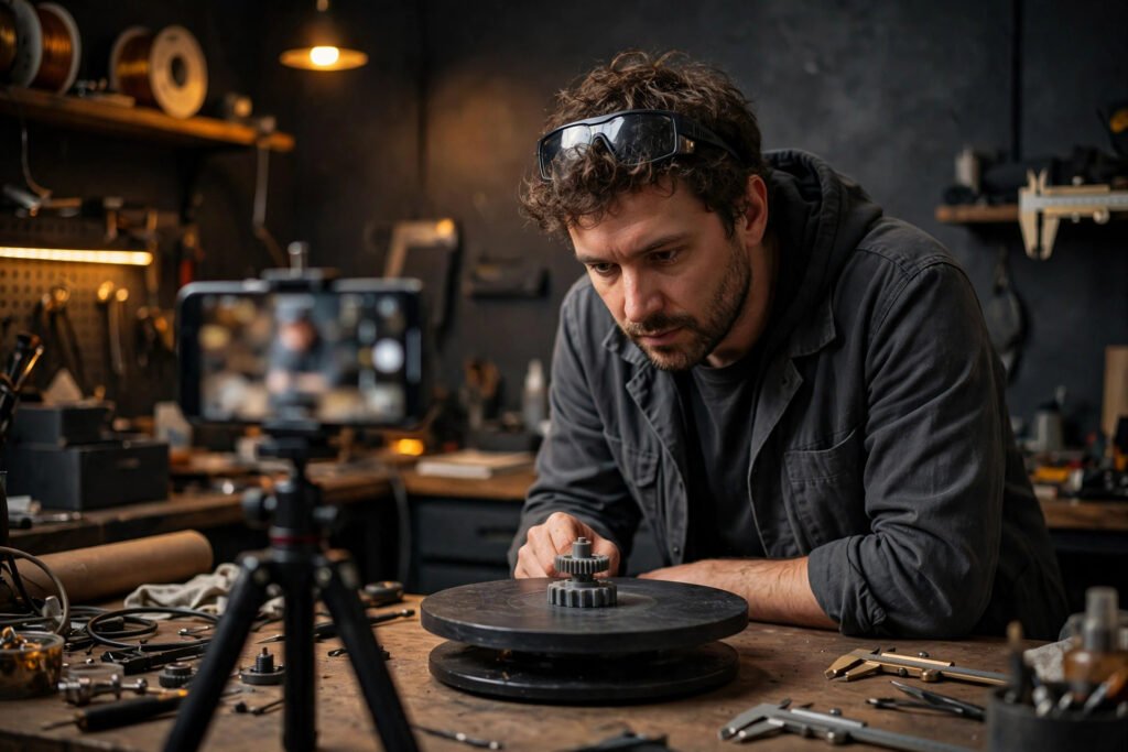 Editorial photo of a maker photographing a product for a 3D scan