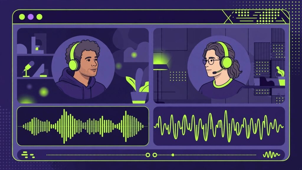Remote podcast guests recording with separate audio tracks