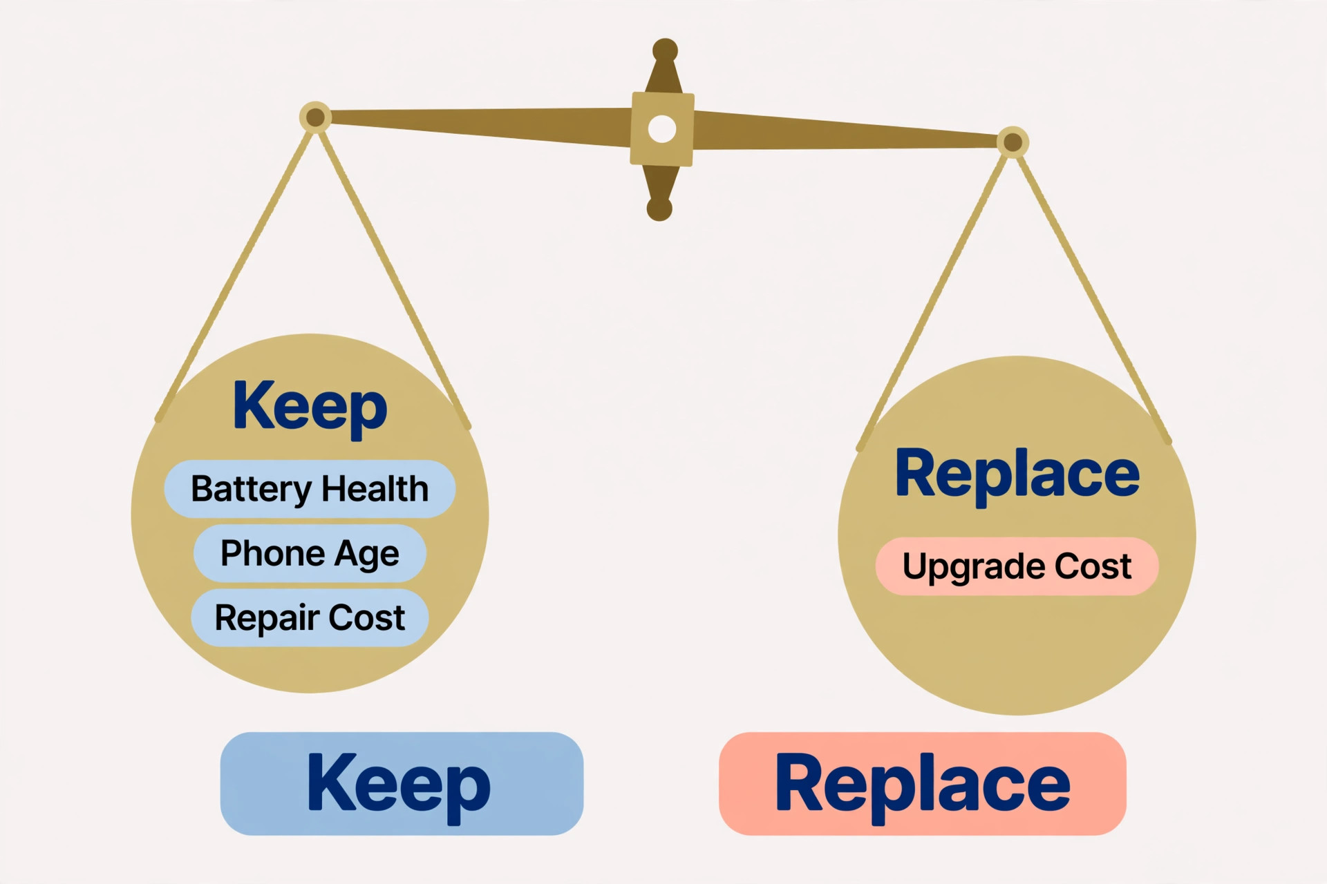 Decision visual for iPhone battery replacement versus upgrade