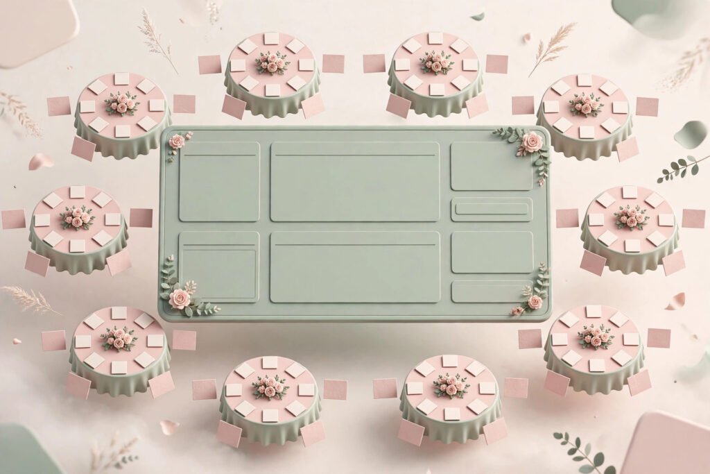 3D render of a wedding seating and table layout dashboard
