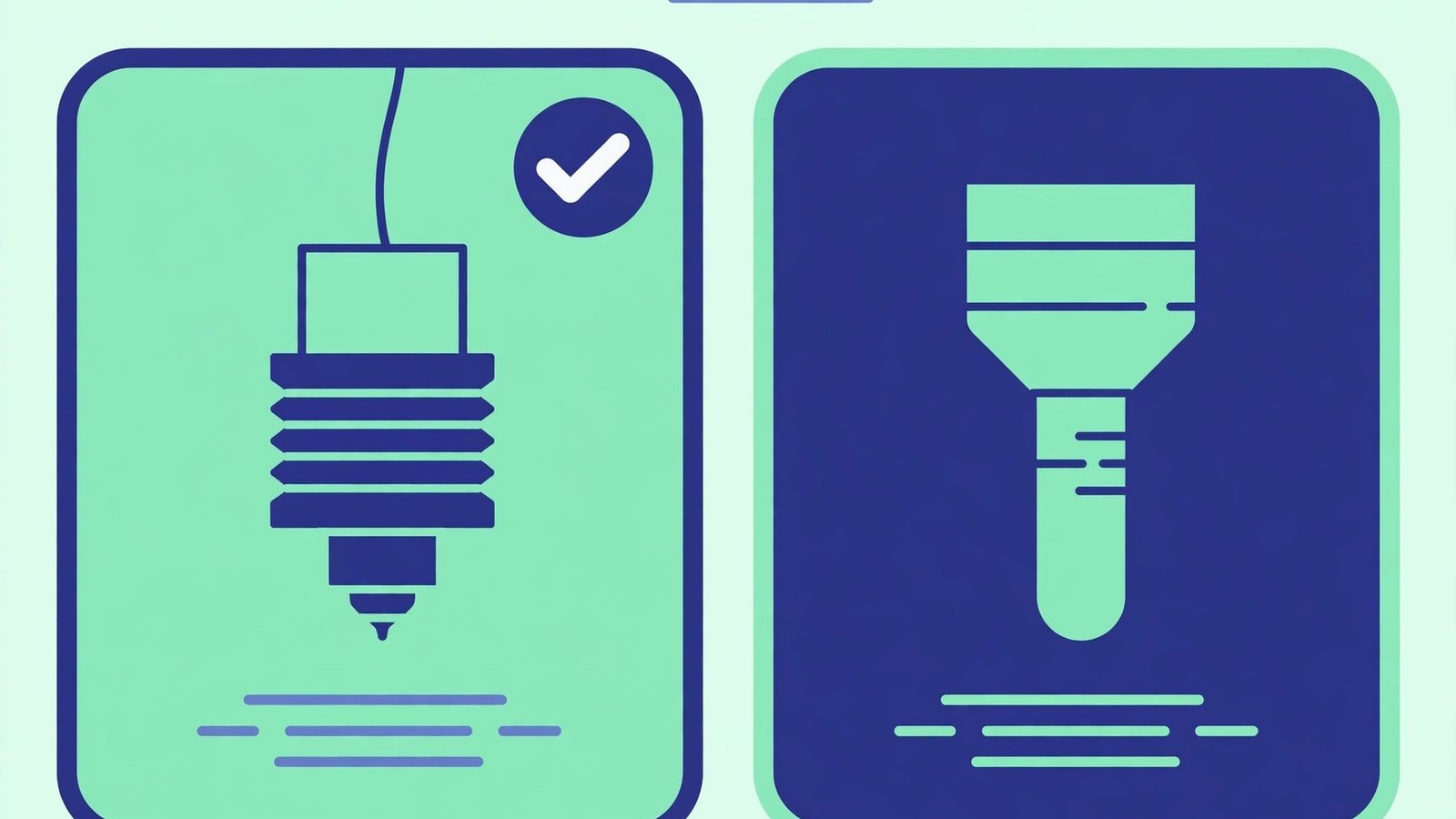 Side by side comparison of two tool options with a choice marker.