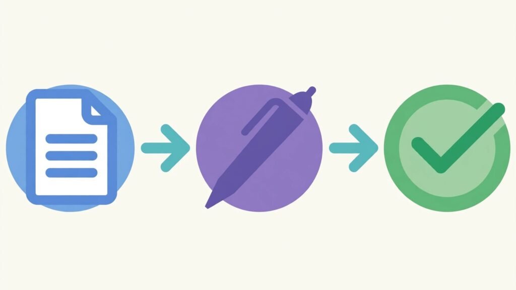 Flat vector illustration of a proposal signing workflow