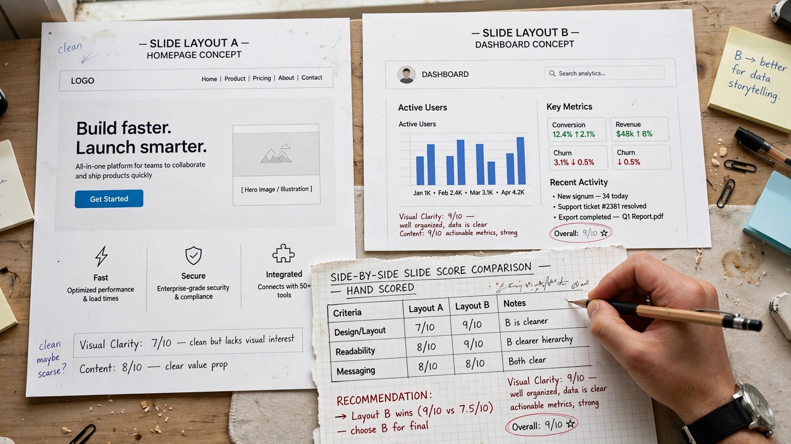 Scored design quality across the best AI presentation makers