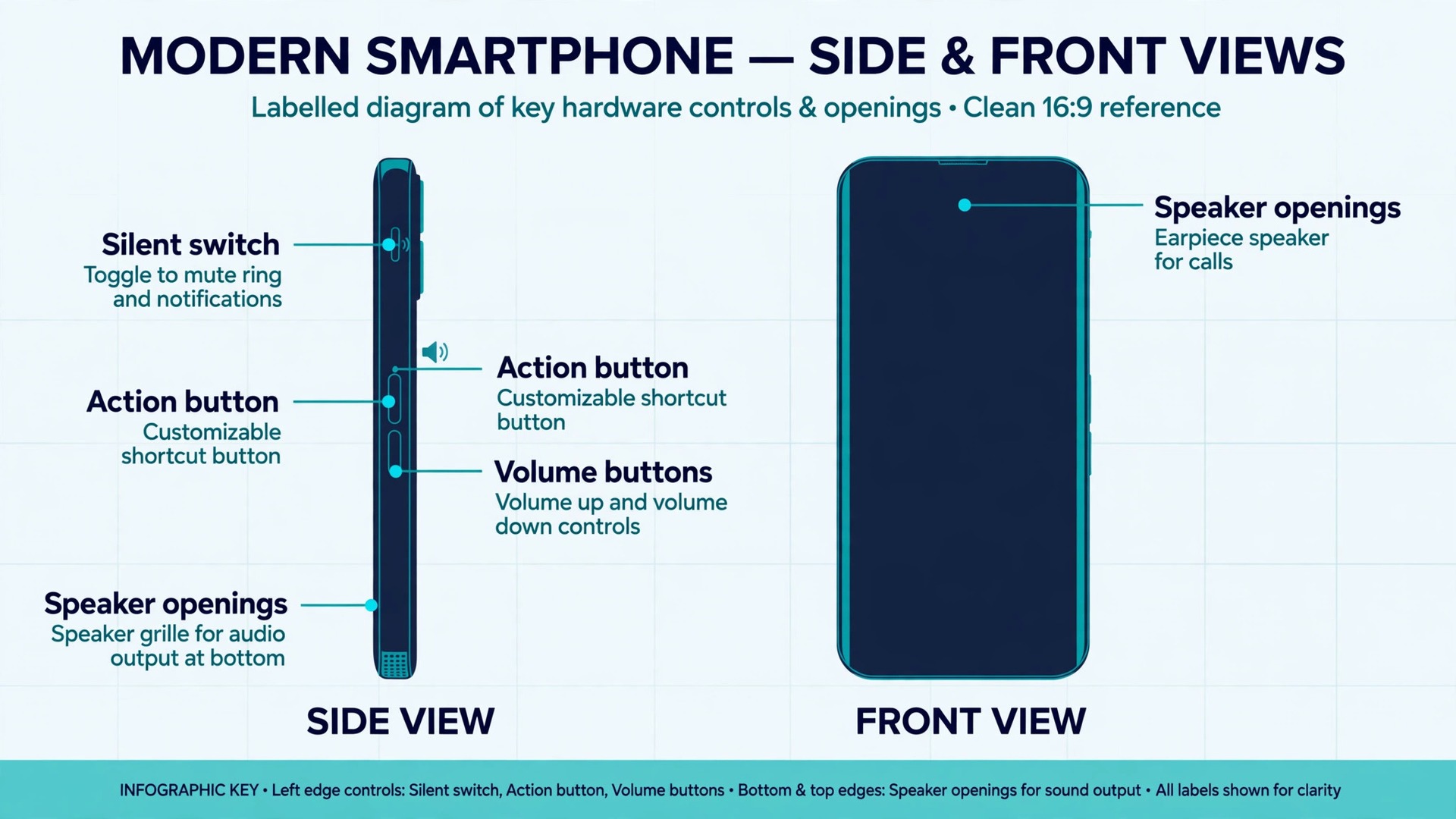 Map of iPhone sound controls and speaker openings