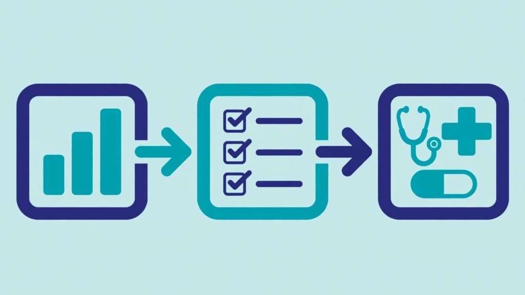 Flat vector illustration of a specialty documentation workflow