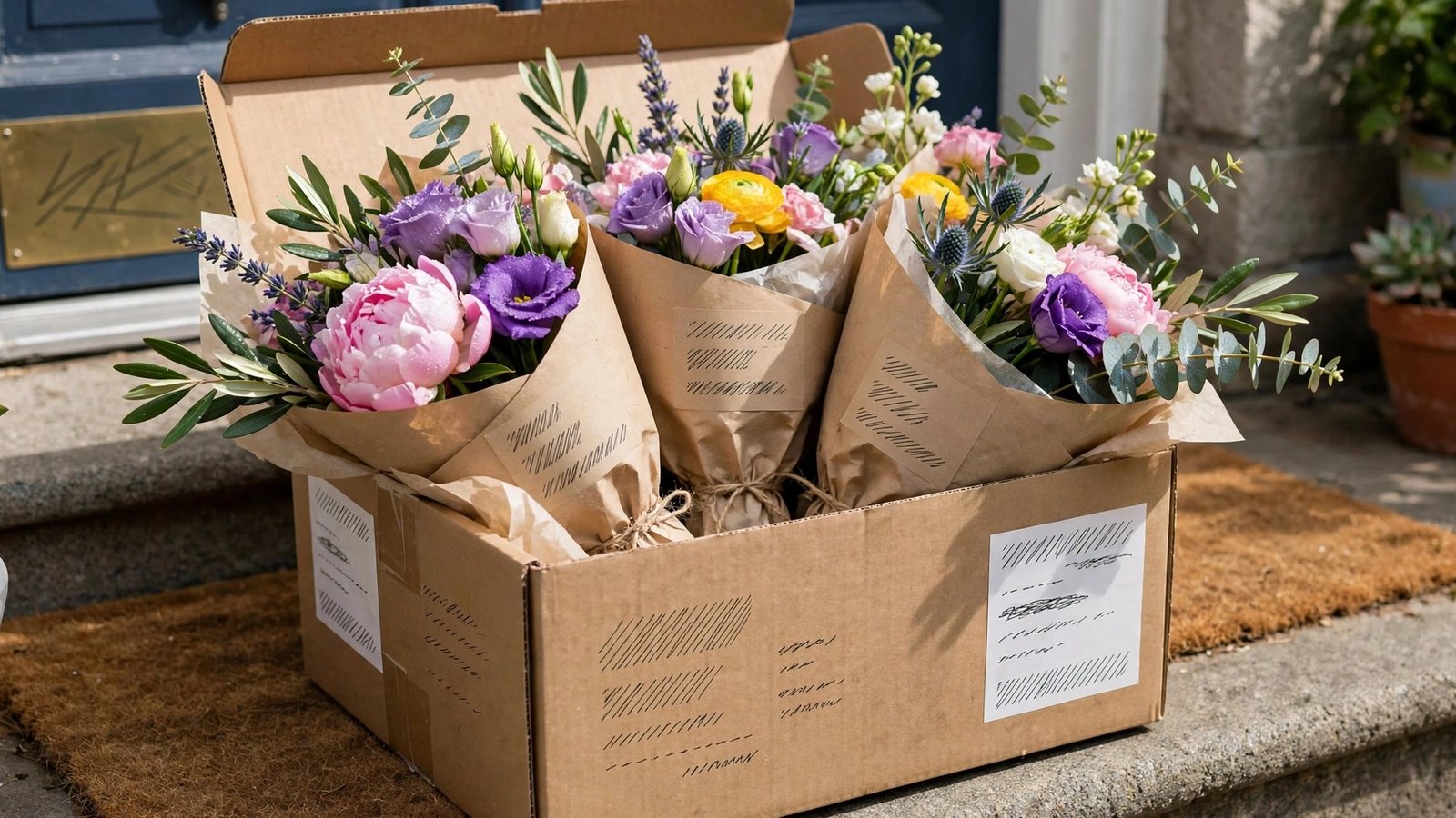 Weekly flower subscription box ready for delivery