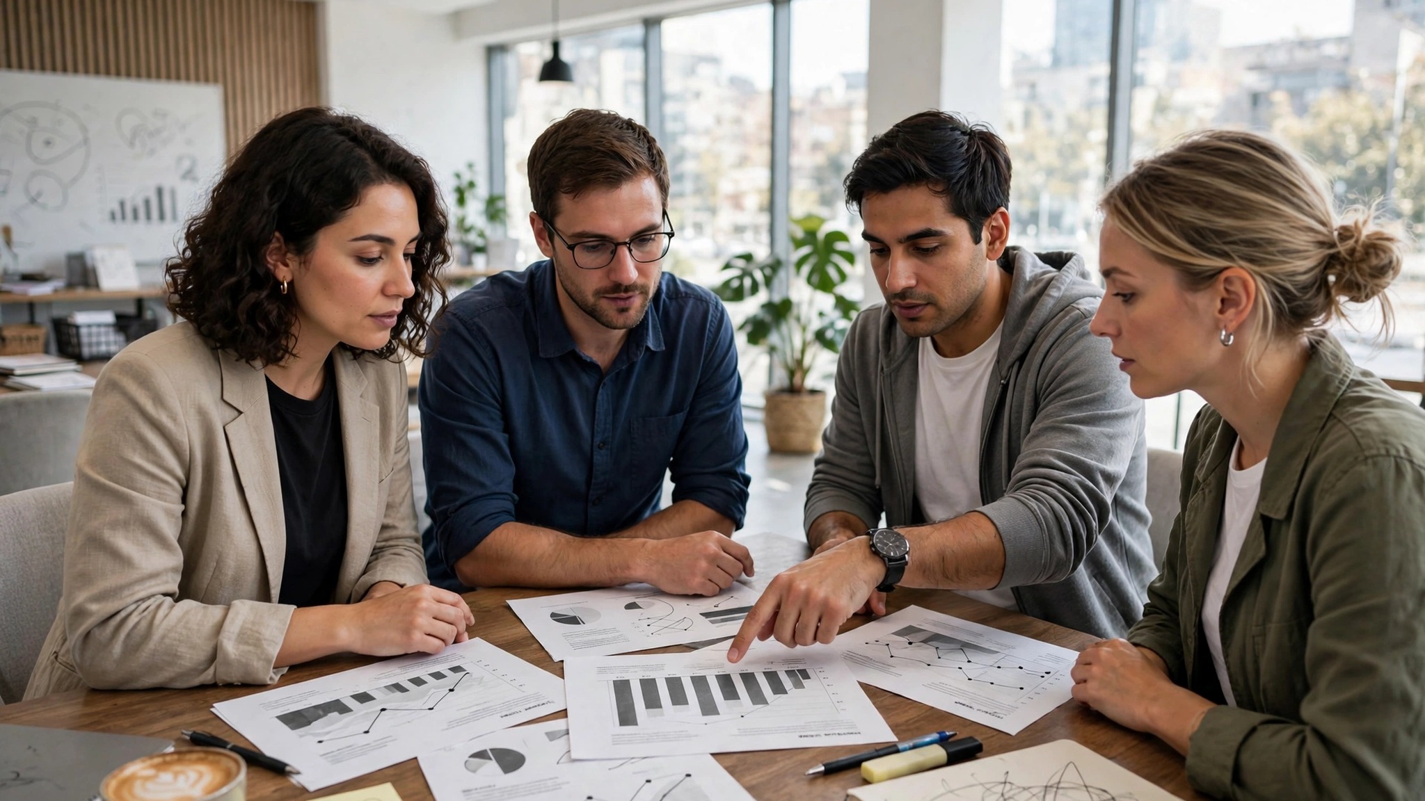 Small agency team reviewing monthly client reports