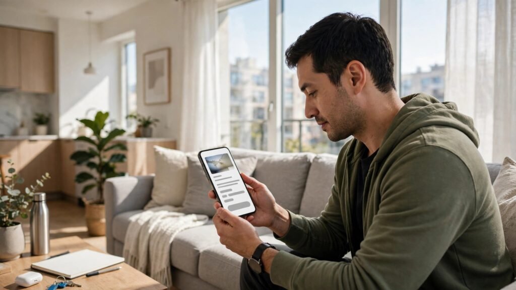 Tenant submitting a maintenance request with a photo