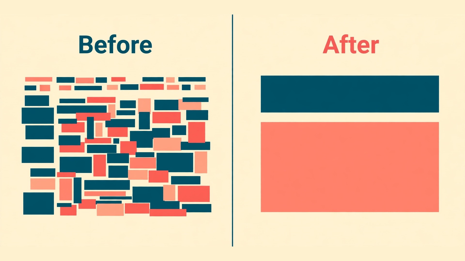 Before and after view of a blog design rebuilt as a clean Ghost theme