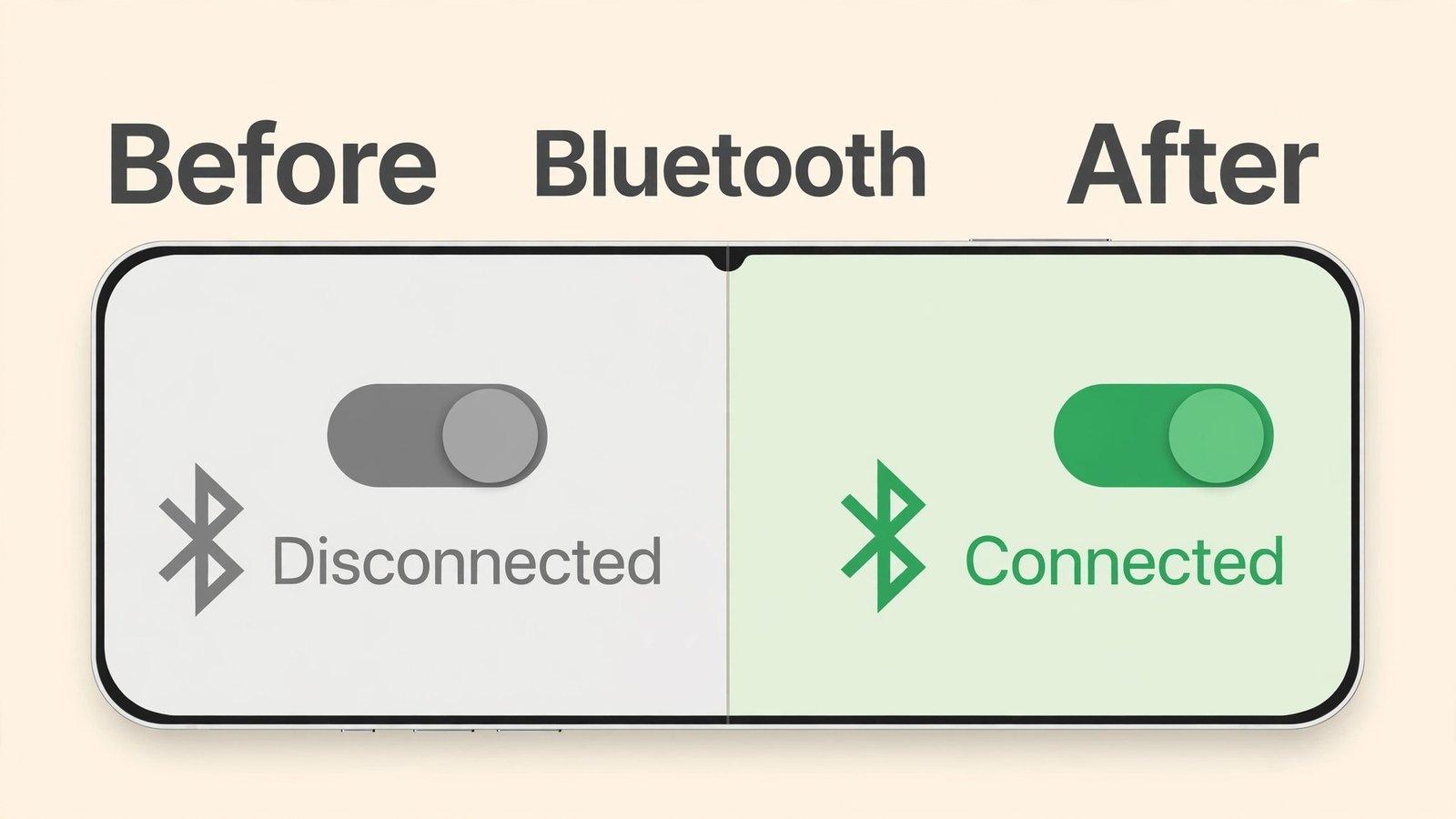 Before and after phone Bluetooth toggle states