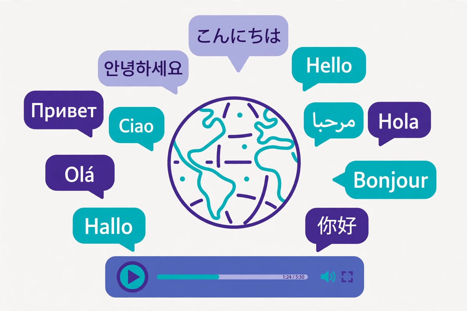 AI video translation into 175 languages illustration