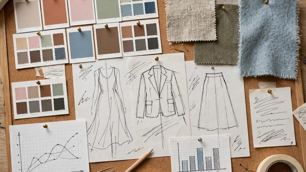 Trend forecast chart showing colours and silhouettes