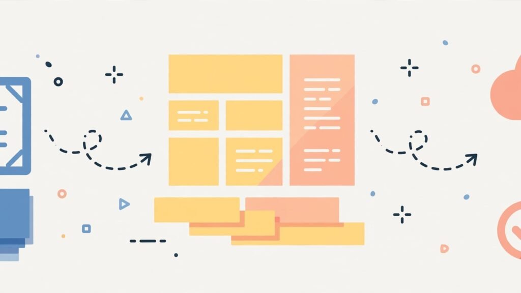 Flat vector illustration of a website building workflow