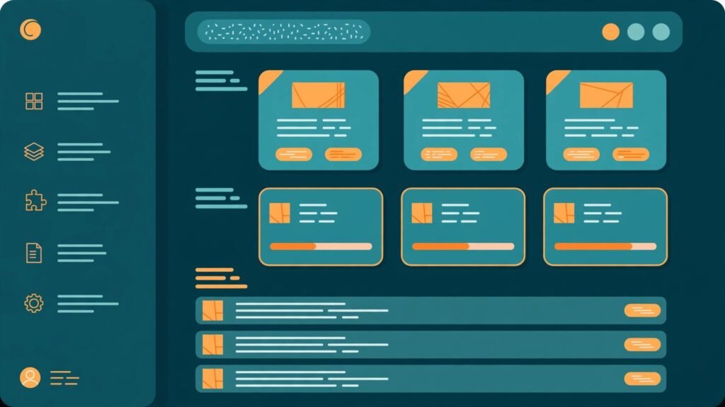 WordPress dashboard with themes plugins and blog posts