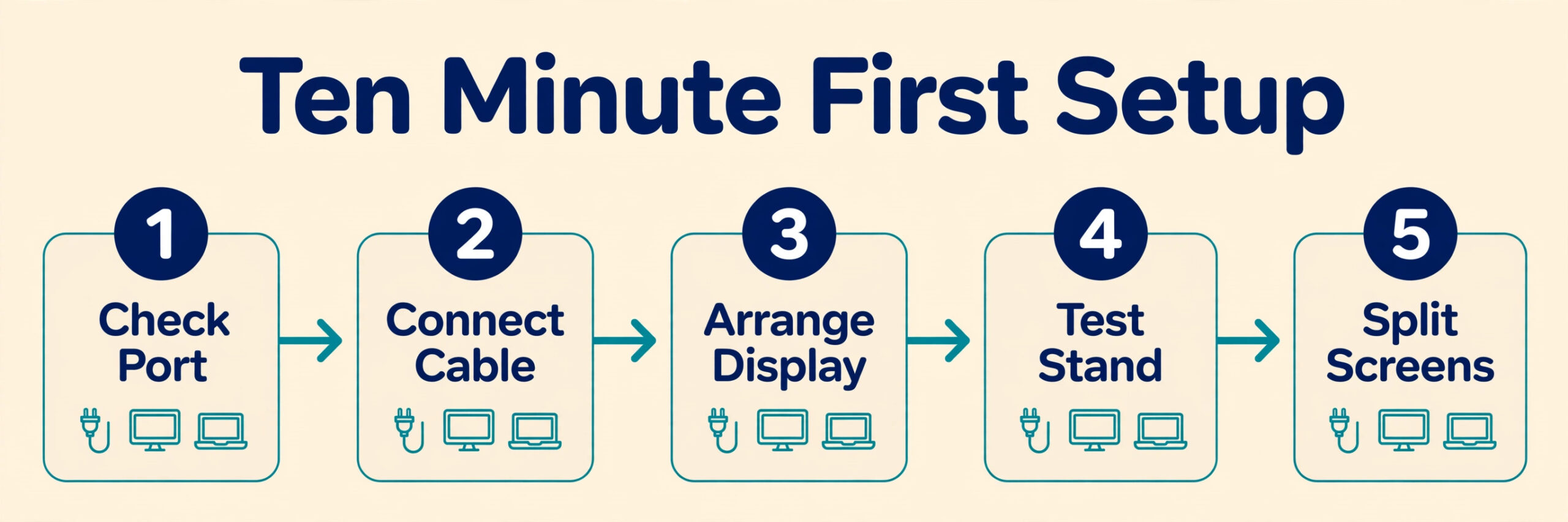 Ten minute portable monitor setup workflow