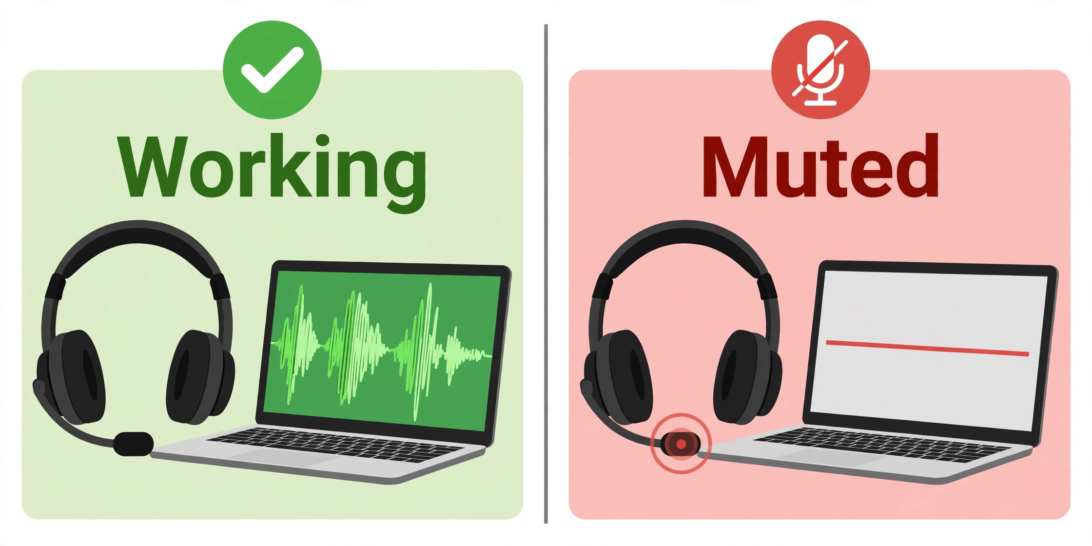 Working and muted Teams mic comparison
