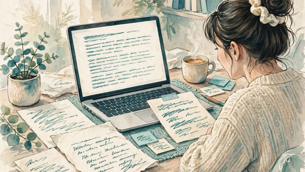 Writer editing AI newsletter draft