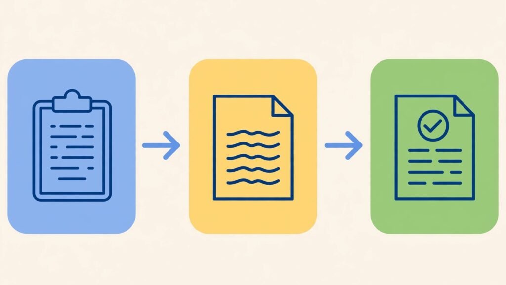Flat vector illustration of a content writing workflow